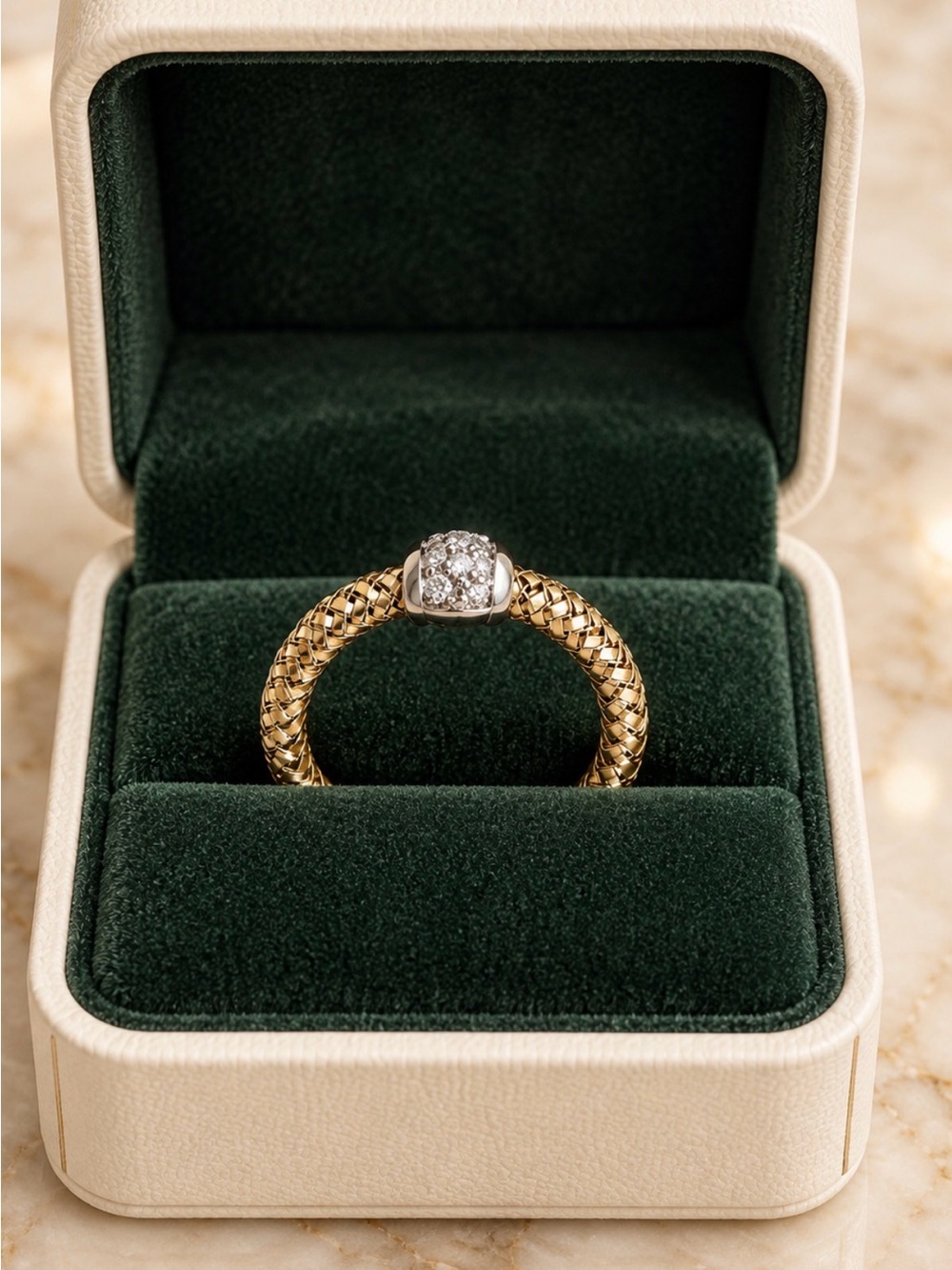 Roberto Coin Primavera 18K Yellow Gold Diamond Flexible Ring